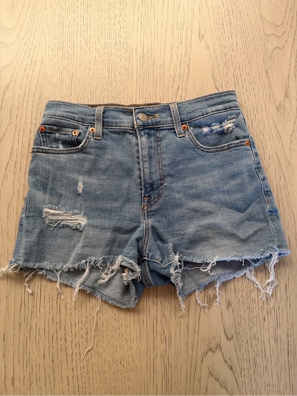 Levi's Light Blue Distressed Denim Cutoff Shorts